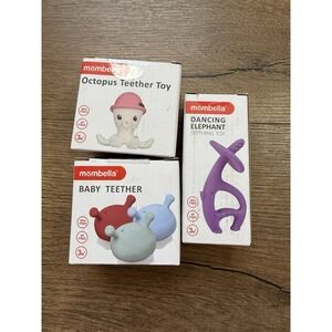 NEW! 3 BABY TEETHERS MOMBELLA | FOOD GRADE SILICONE | BPA FREE